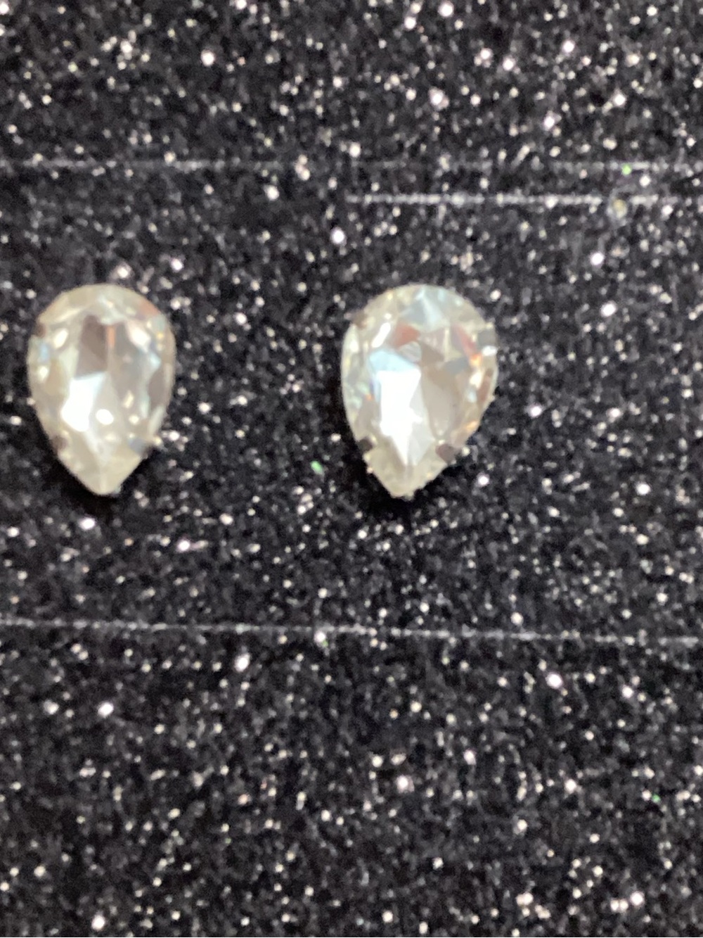Teardrop Crystal Stud Earrings - White Sparkle
